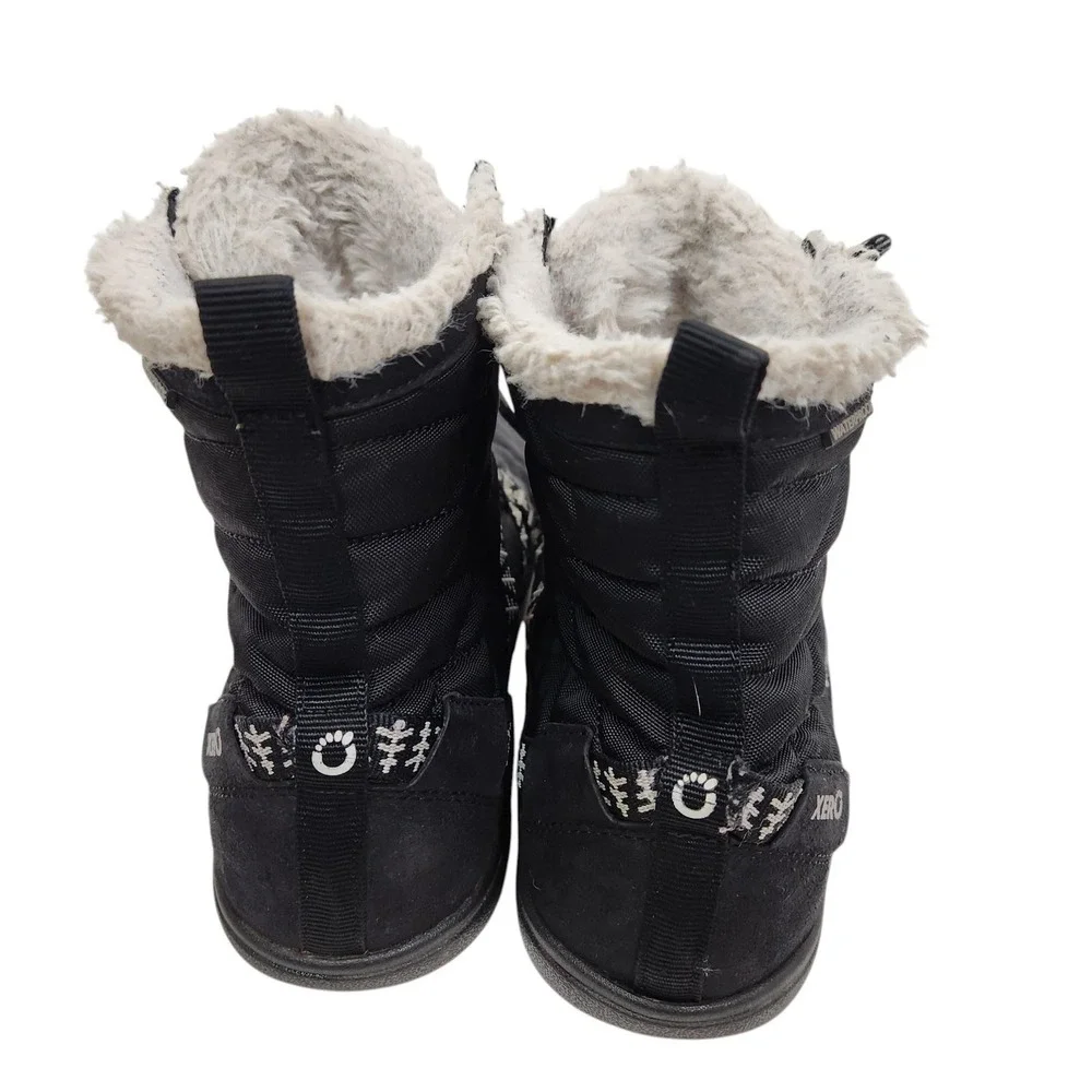 XERO SHOES Alpine Boots Womens 10.5 41 Black Waterproof Snow Winter Faux Fur